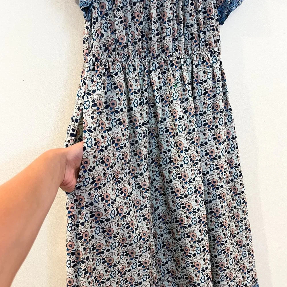 Othilia Anthro Floral Ruffle Sleeve Floral Cottagecore Bohemian Maxi Dress S - Picture 4 of 12